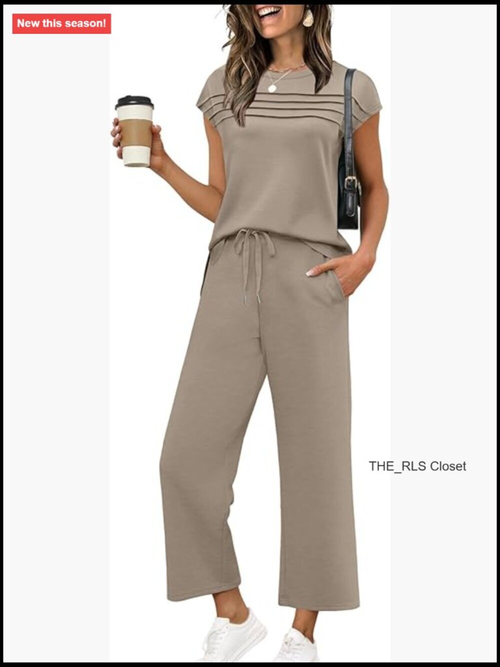 Lightweight Spacer Fabric Two Piece Set With Cap Sleeve Top And Wide Leg Pants